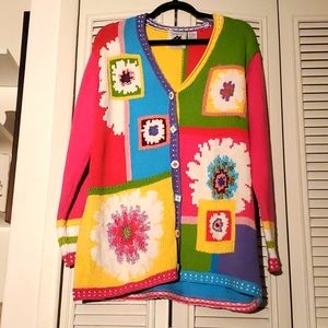 Like new! Vintage Storybook Knits colorblock floral sweater